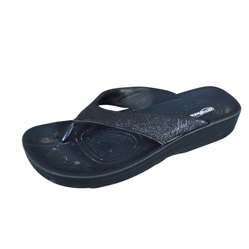 Aerothotic Orthotic Womens Flip Flop Sandal Size 9 Beach Pool Glitter Black